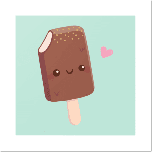 Cute Chocolate Coated Vanilla Ice cream Posters and Art